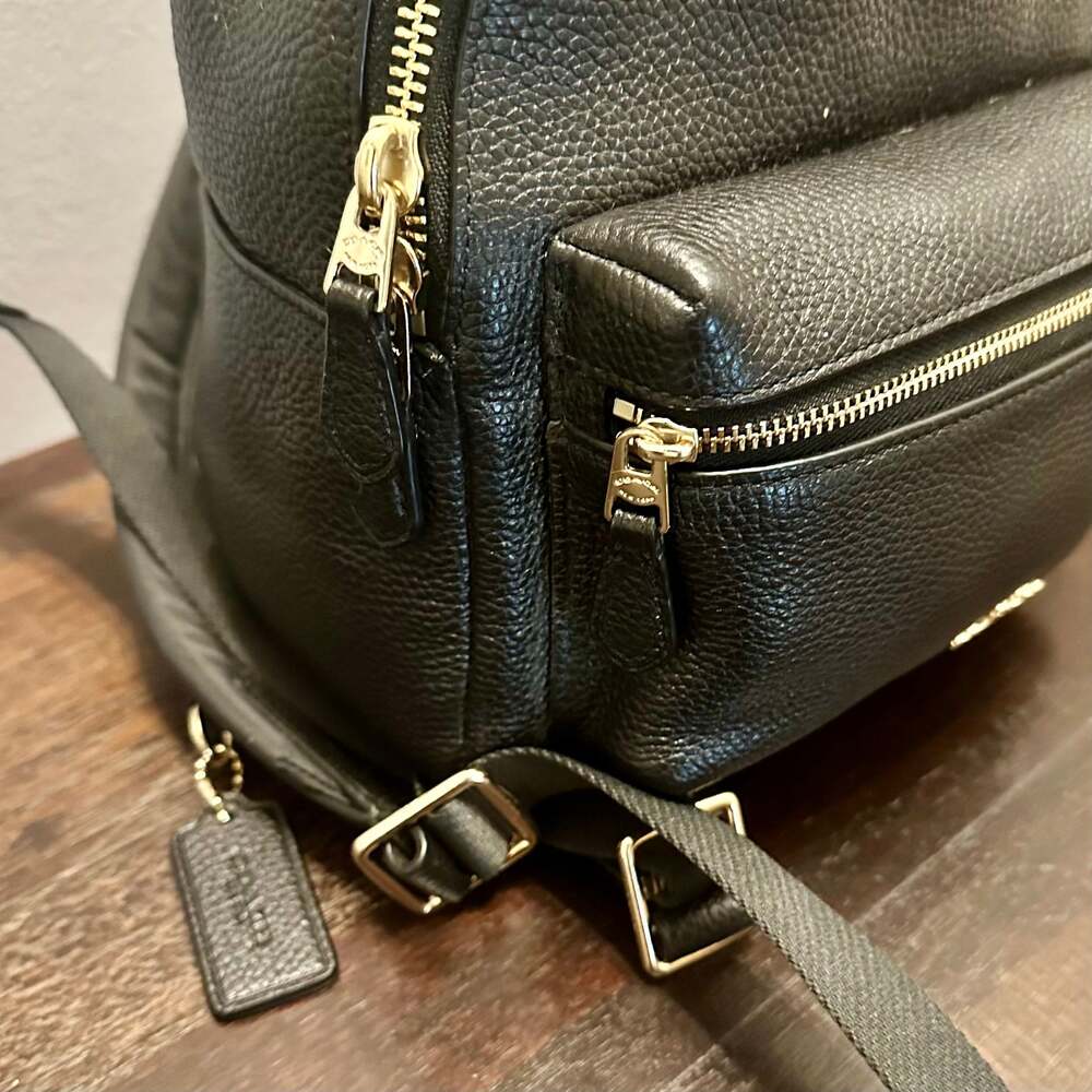 COACH Charlie Mini Backpack Pebble Leather Black F38263 - Picture 8 of 16